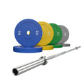 EKFIT 2" Color Rubber Bumper Weight Plates Set & Olympic barbell package