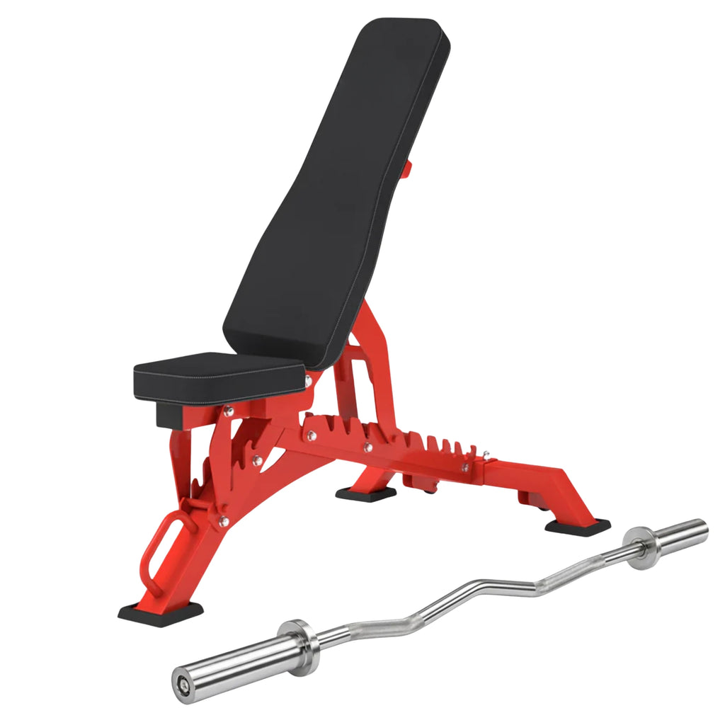 EKFIT 4ft Olympic EZ Curl Bar & Weight Bench Package