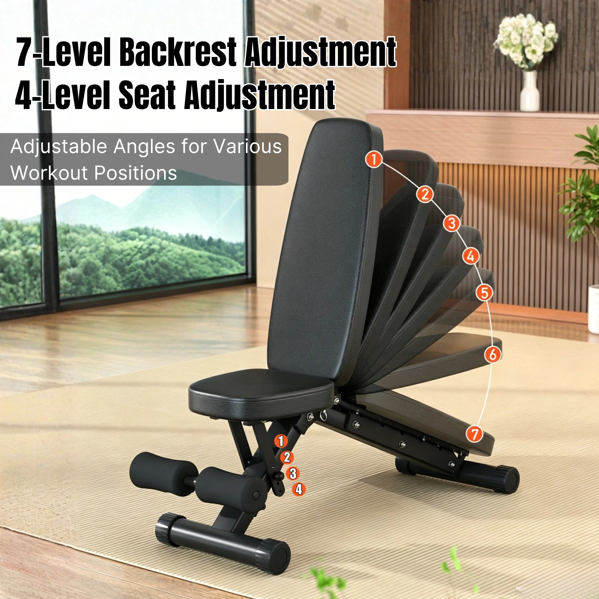 EKFIT EK-1008 Foldable Adjustable Weight Bench for Home Gym