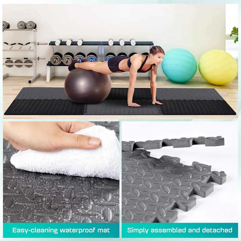 EkFit Multipurpose EVA Foam Gym Mats – 3/8" Thick