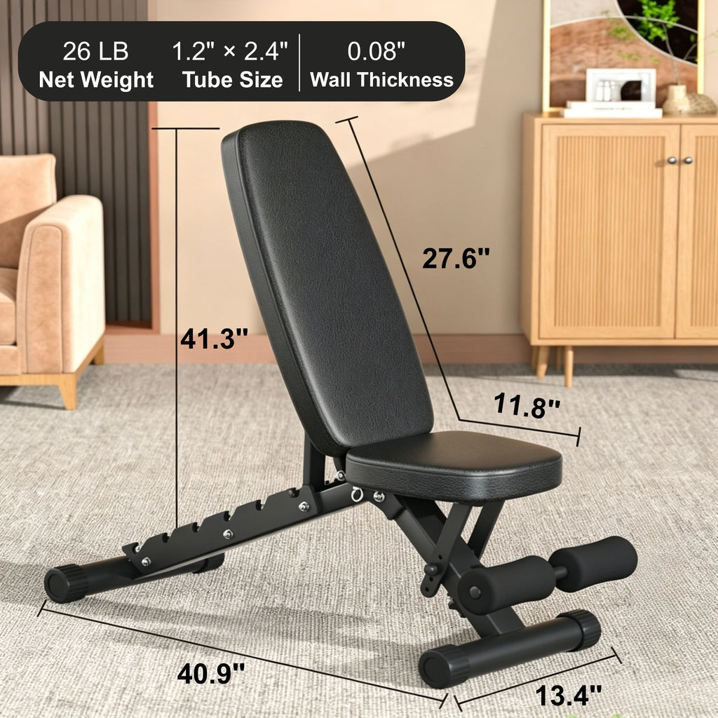 EKFIT EK-1008 Foldable Adjustable Weight Bench for Home Gym