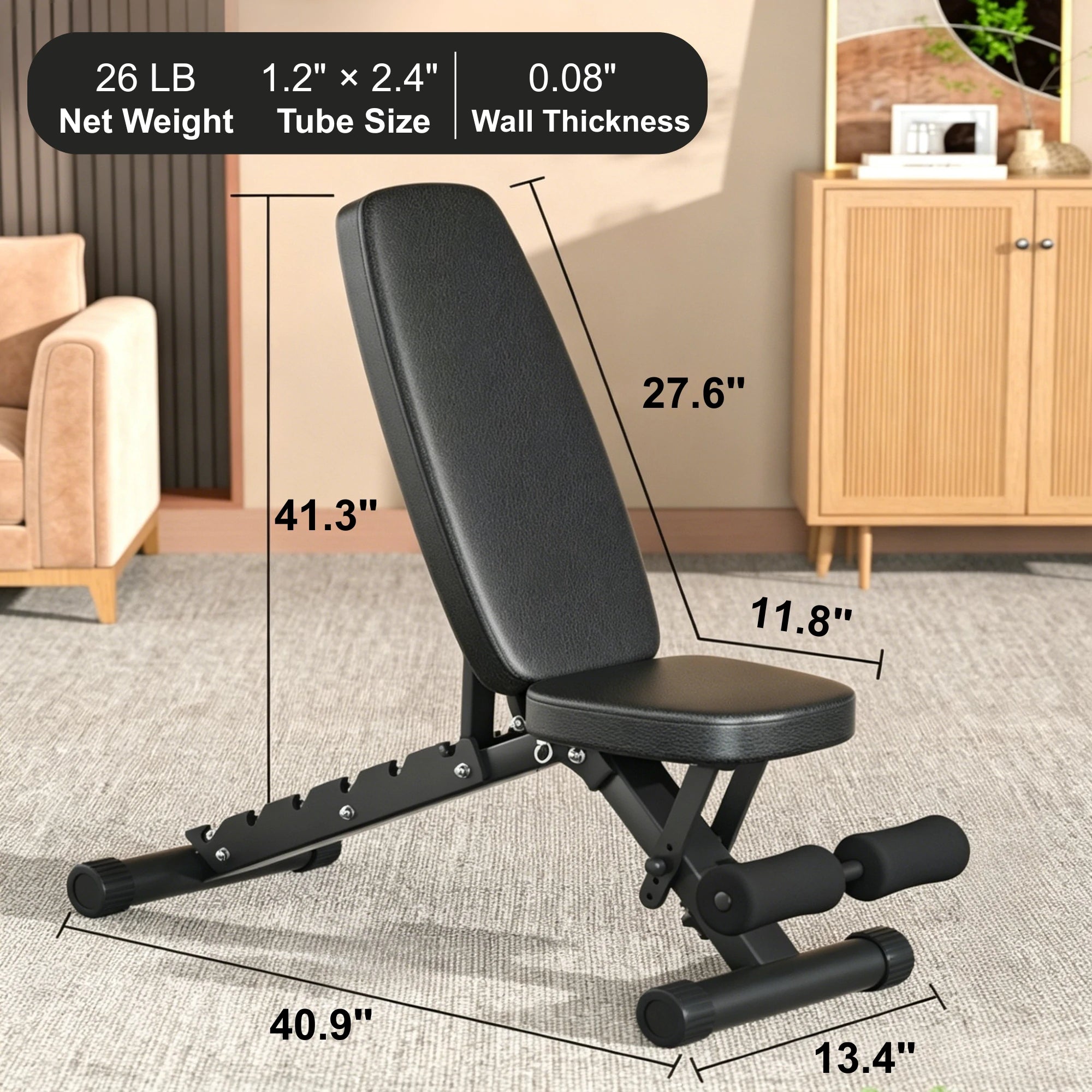EKFIT EK-1008 Foldable Adjustable Weight Bench for Home Gym
