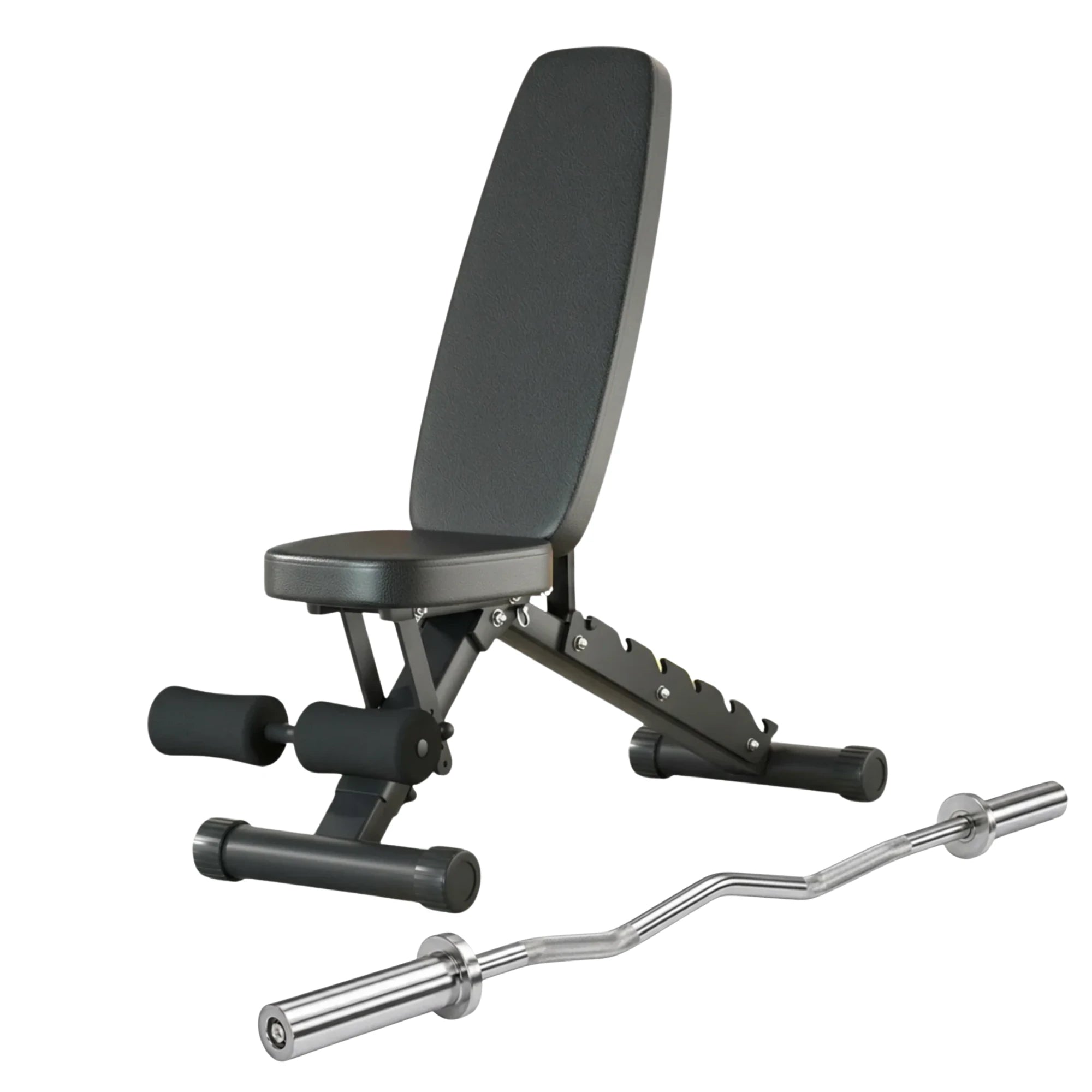 EKFIT 4ft Olympic EZ Curl Bar & Weight Bench Package