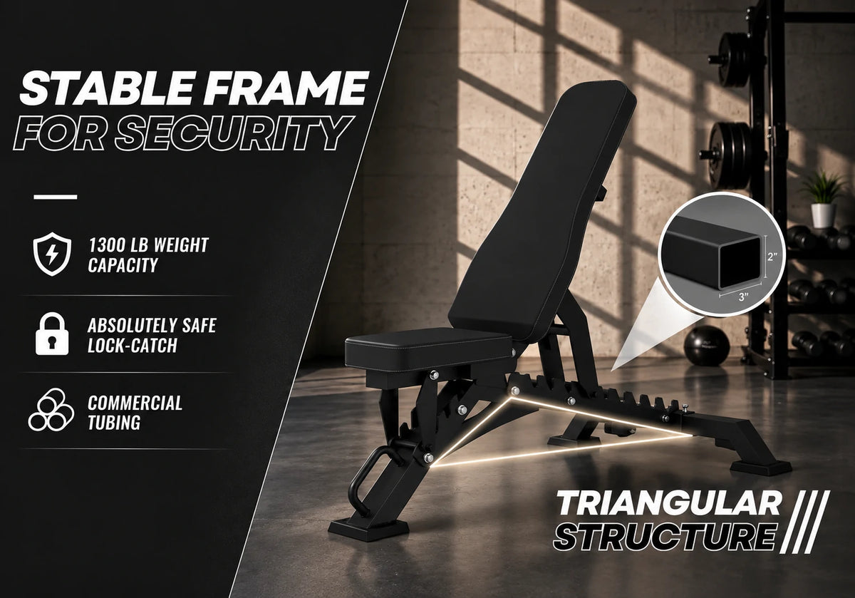 EKFIT EK-1005 adjustable weight bench with 10 backrest positions and 4 seat positions
